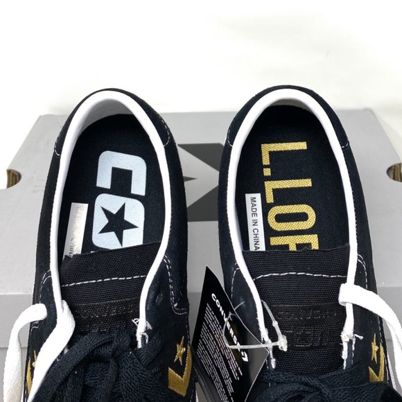 Converse Men's Size 9 168668C Louie Lopez Pro Ox Black Gold Suede Skate Sneakers - Picture 5 of 12